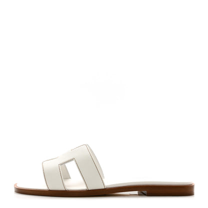 Hermes Box Calfskin Oran Sandals 35 White 1 of 9