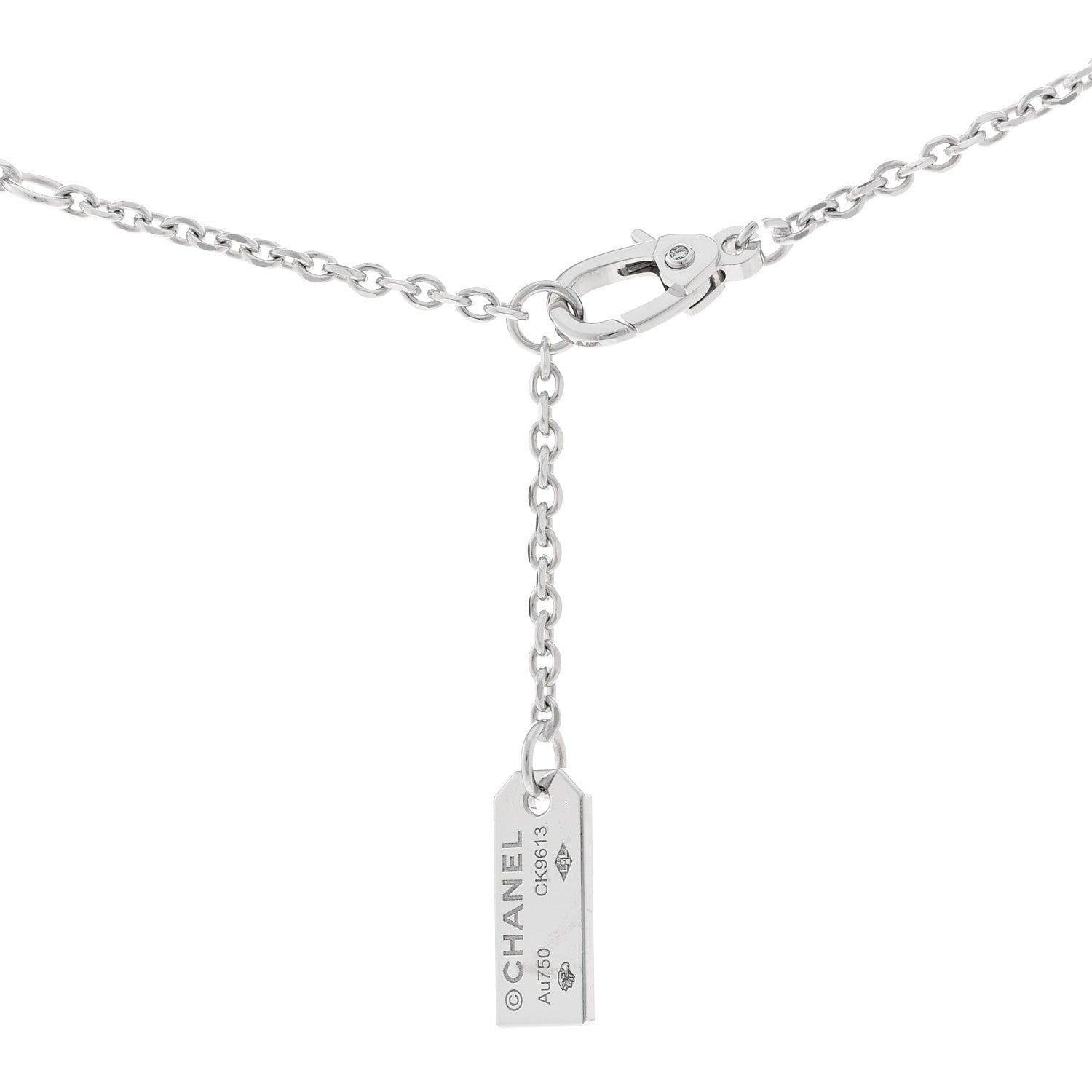 Chanel 18K White Gold Diamond Eternal No 5 Necklace 4 of 5