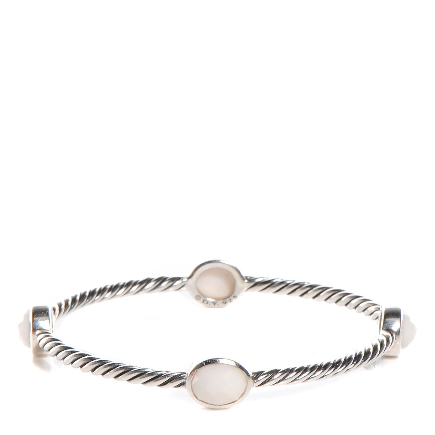 Sterling Silver White Agate 3mm Color Classics Four Station Bangle Bracelet