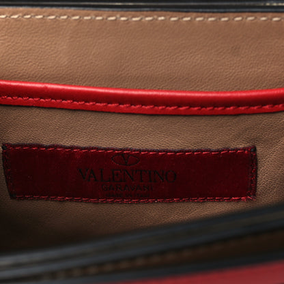 Valentino Garavani Calfskin Mini Rivet Colorblock Shoulder Bag Black Red 5 of 11