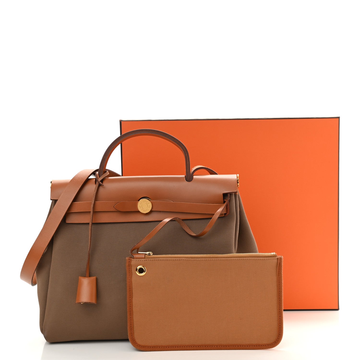 Hermes Vache Hunter Toile Herbag Zip 31 PM Etoupe Dune Fauve 12 of 12