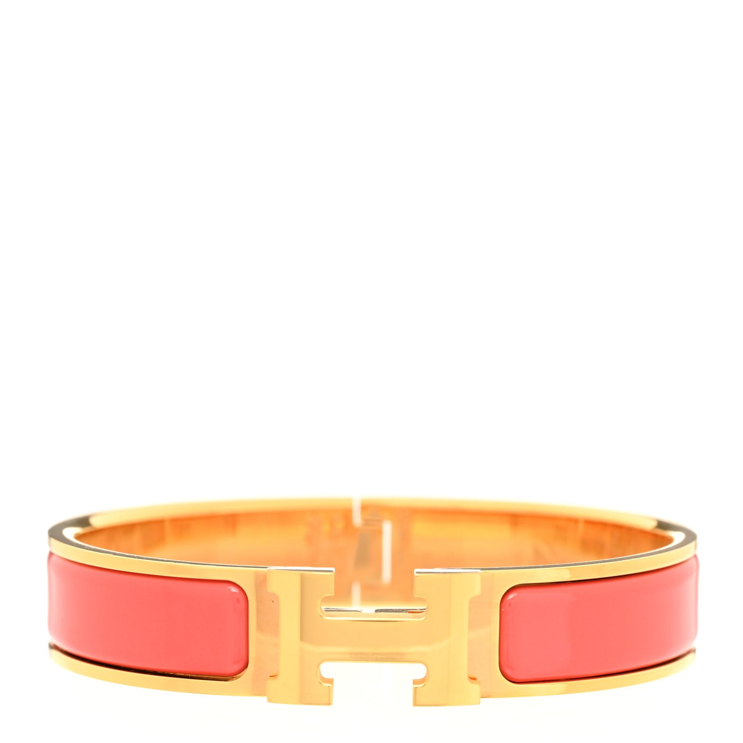 Enamel Narrow Clic Clac H Bracelet GM Rouge Corail