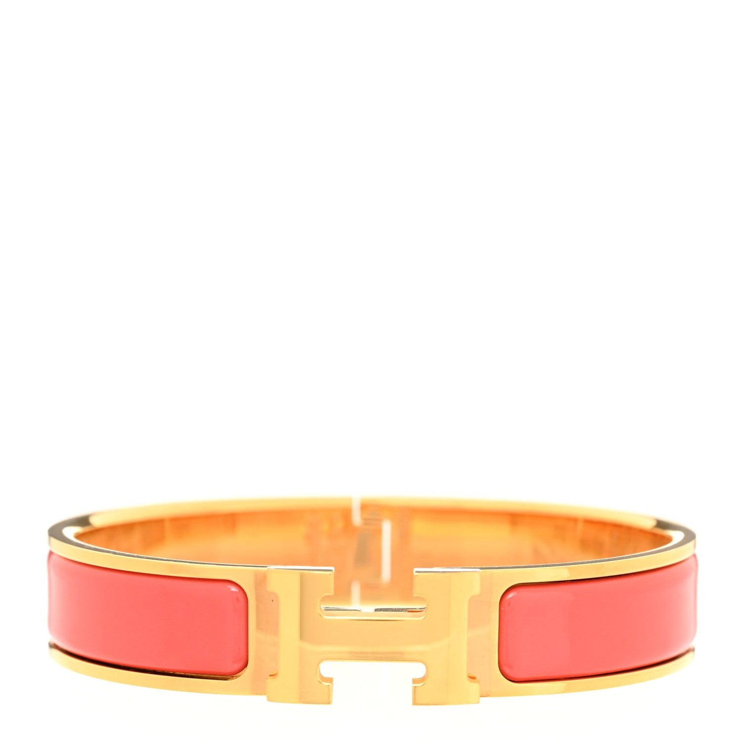 Hermes Enamel Narrow Clic Clac H Bracelet GM Rouge Corail 1 of 4