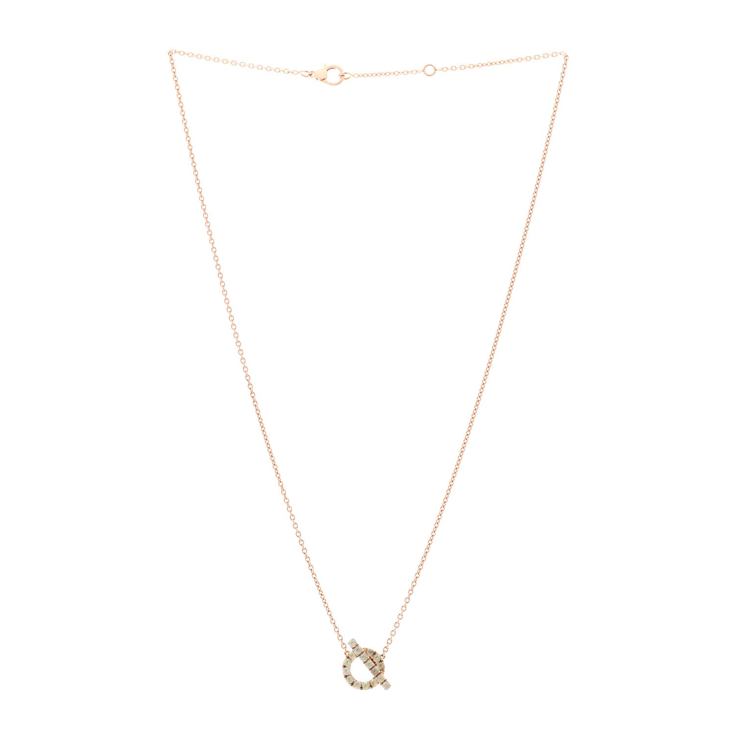Hermes 18K Rose Gold Green Sapphire Finesse Pendant Necklace 3 of 6