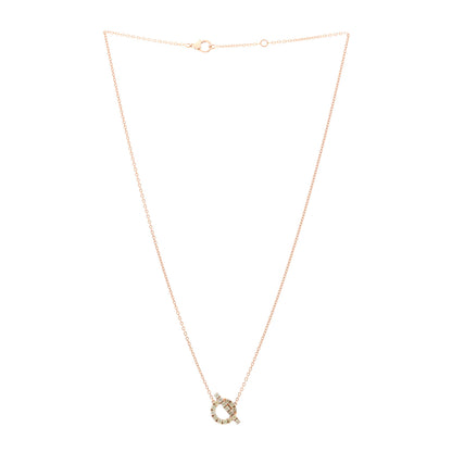 Hermes 18K Rose Gold Green Sapphire Finesse Pendant Necklace 3 of 6