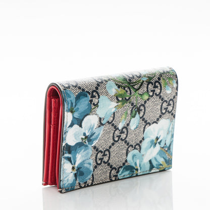 Gucci GG Supreme Monogram Blooms Card Case Beige Blue Navy Hibiscus Red 3 of 7