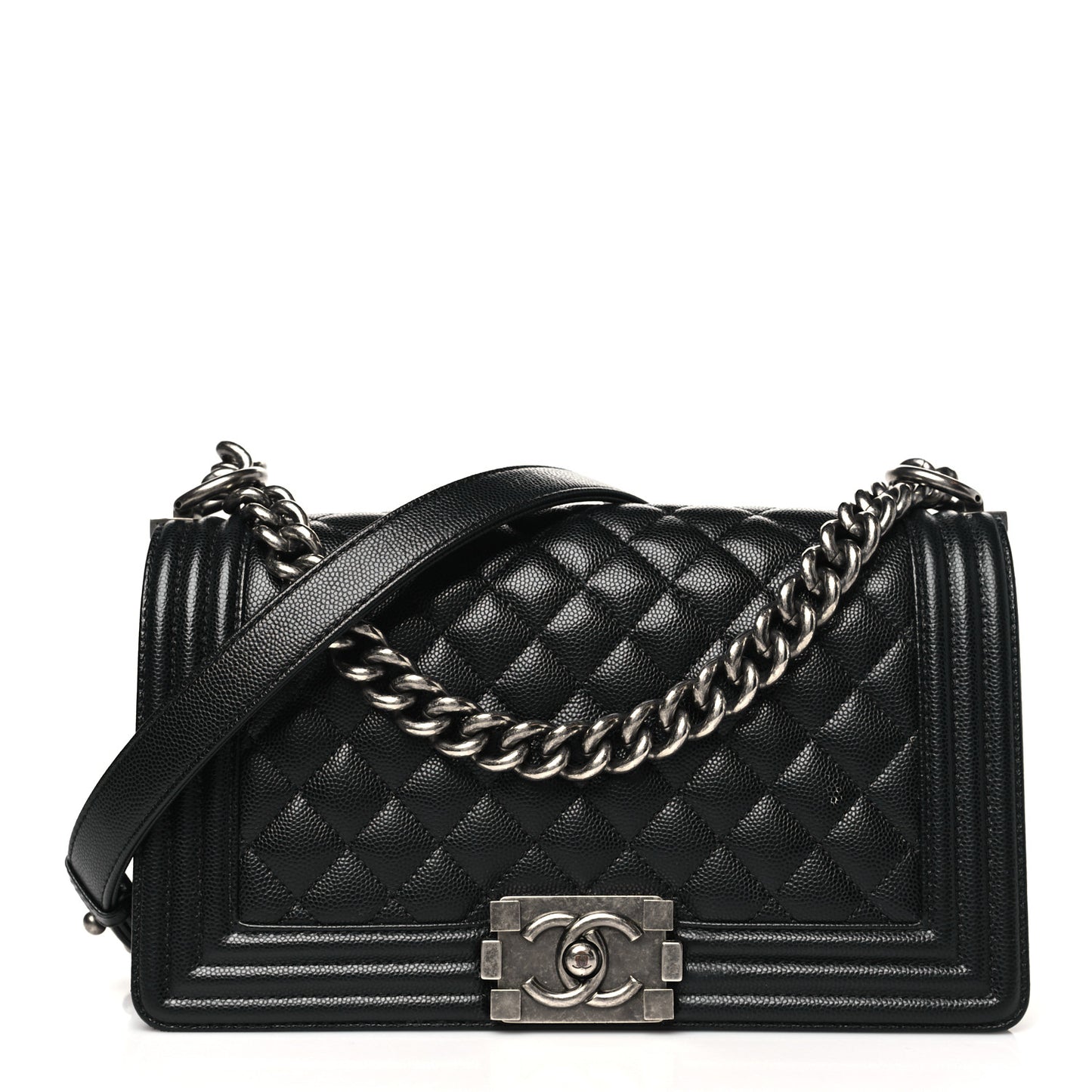 Caviar Quilted Medium Boy Flap Black