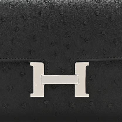 Hermes Ostrich Constance Long Wallet To Go Black 8 of 11
