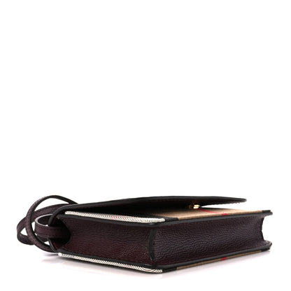 Burberry Grained Calfskin House Check Tartan Mix Hampshire Wallet On Chain Burgundy 4 of 9