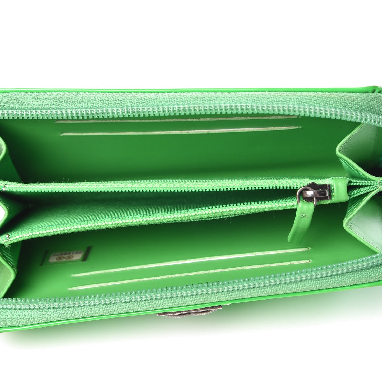 Patent Quilted Small Boy Zip Around Wallet Green