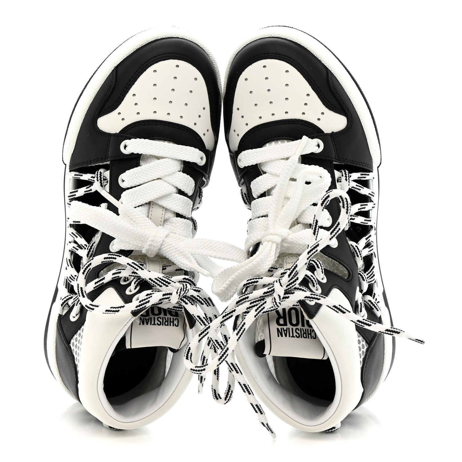 Christian Dior Calfskin Mesh Cutout High Top Sneakers 37 Black