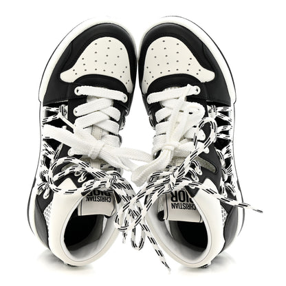 Christian Dior Calfskin Mesh Cutout High Top Sneakers 37 Black White 2 of 9