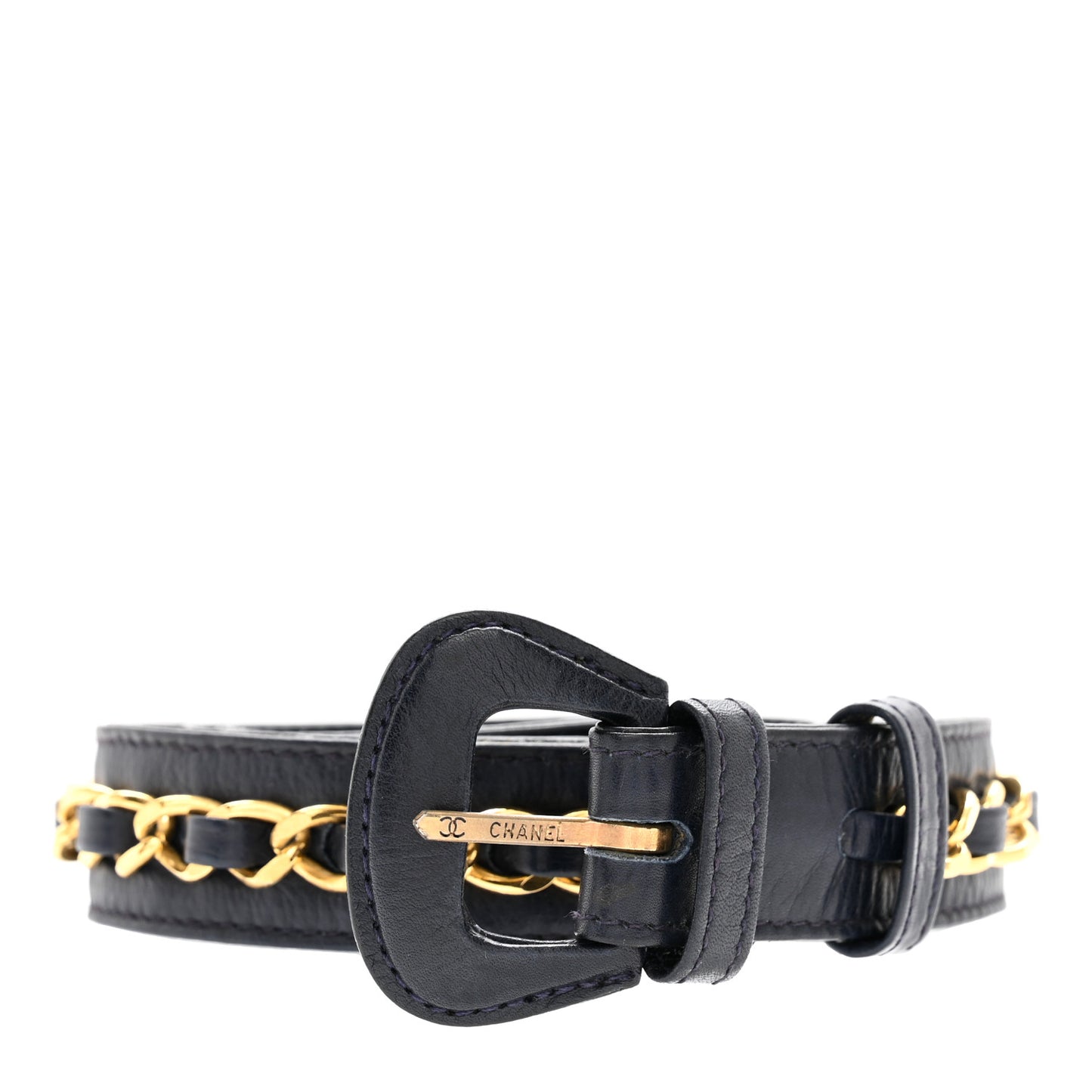 Calfskin Chain Belt 75 30 Navy