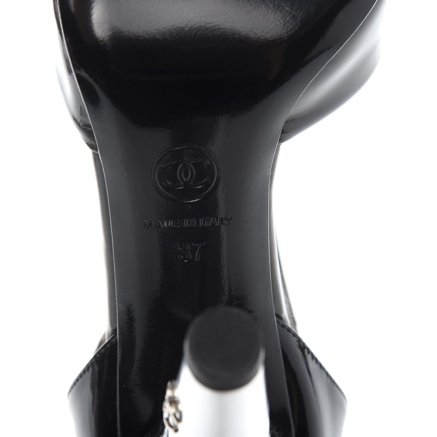 Patent Cap Toe Ankle Strap Pumps 37 Grey Black