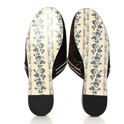 Gucci Velvet GG Monogram Crystal Slippers 35.5 Brown Vintage Cocoa 5 of 7