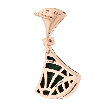 Bulgari 18K Rose Gold Diamond Malachite Divas' Dream Earrings 4 of 5