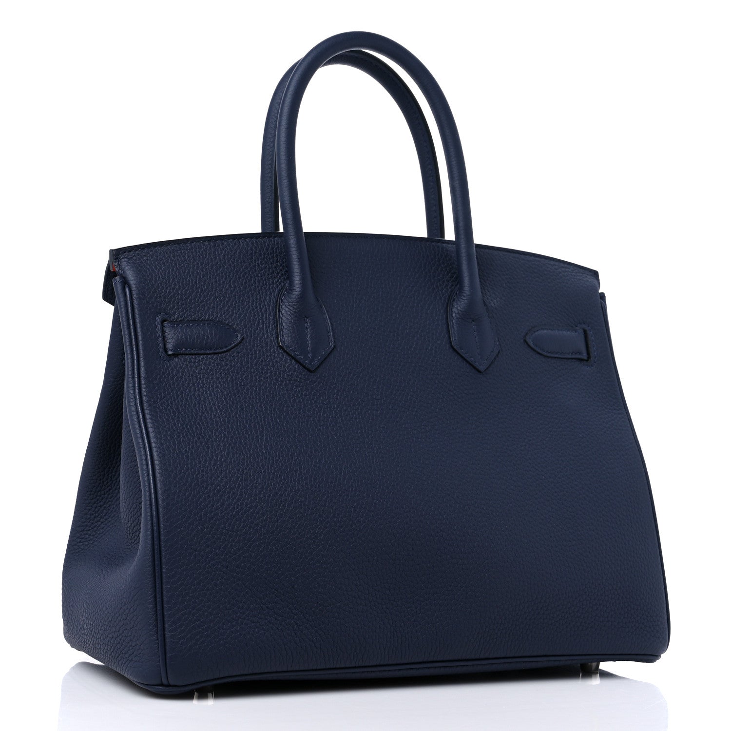 Hermes Togo Birkin Verso 30 Bleu Nuit Orange Poppy 3 of 12