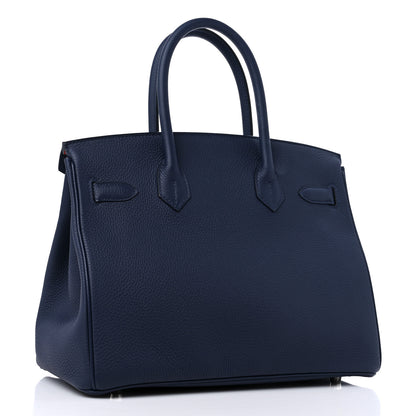 Hermes Togo Birkin Verso 30 Bleu Nuit Orange Poppy 3 of 12
