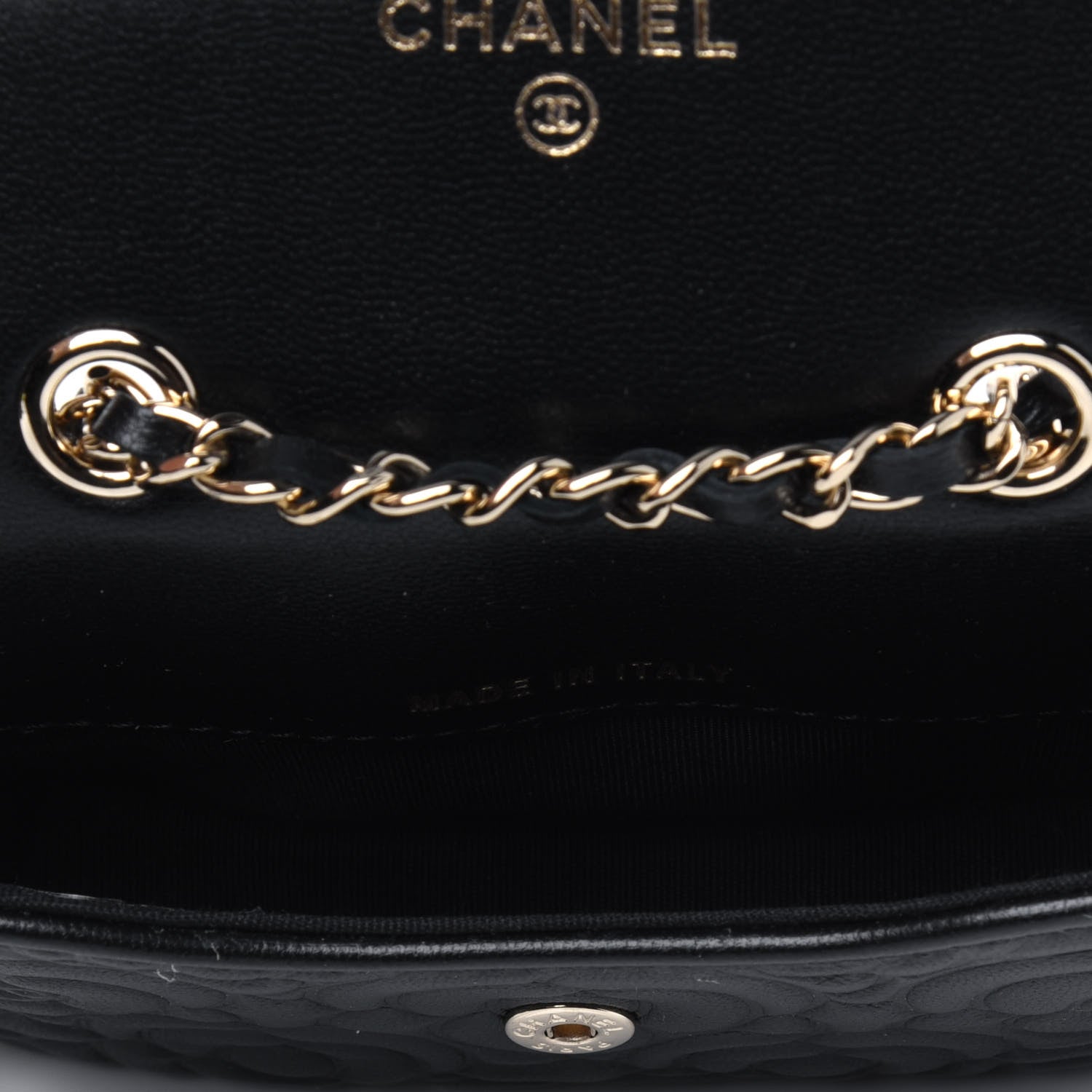 Chanel Lambskin Camellia Embossed Chain Belt Bag Black 5 of 5