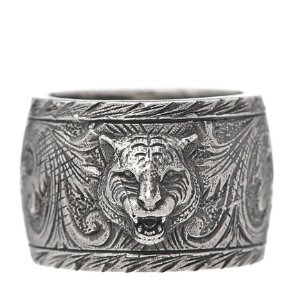Gucci Sterling Silver Wide Feline Band Ring 53 6.25 1 of 4