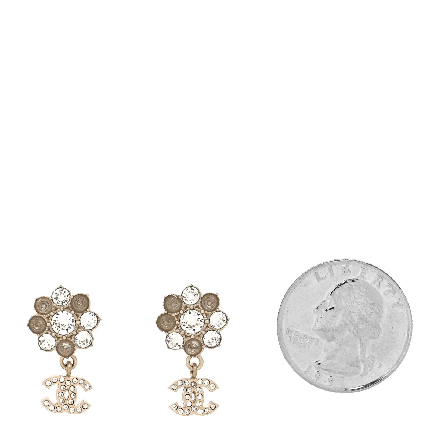 Crystal Camellia Drop CC Drop Earrings Gold