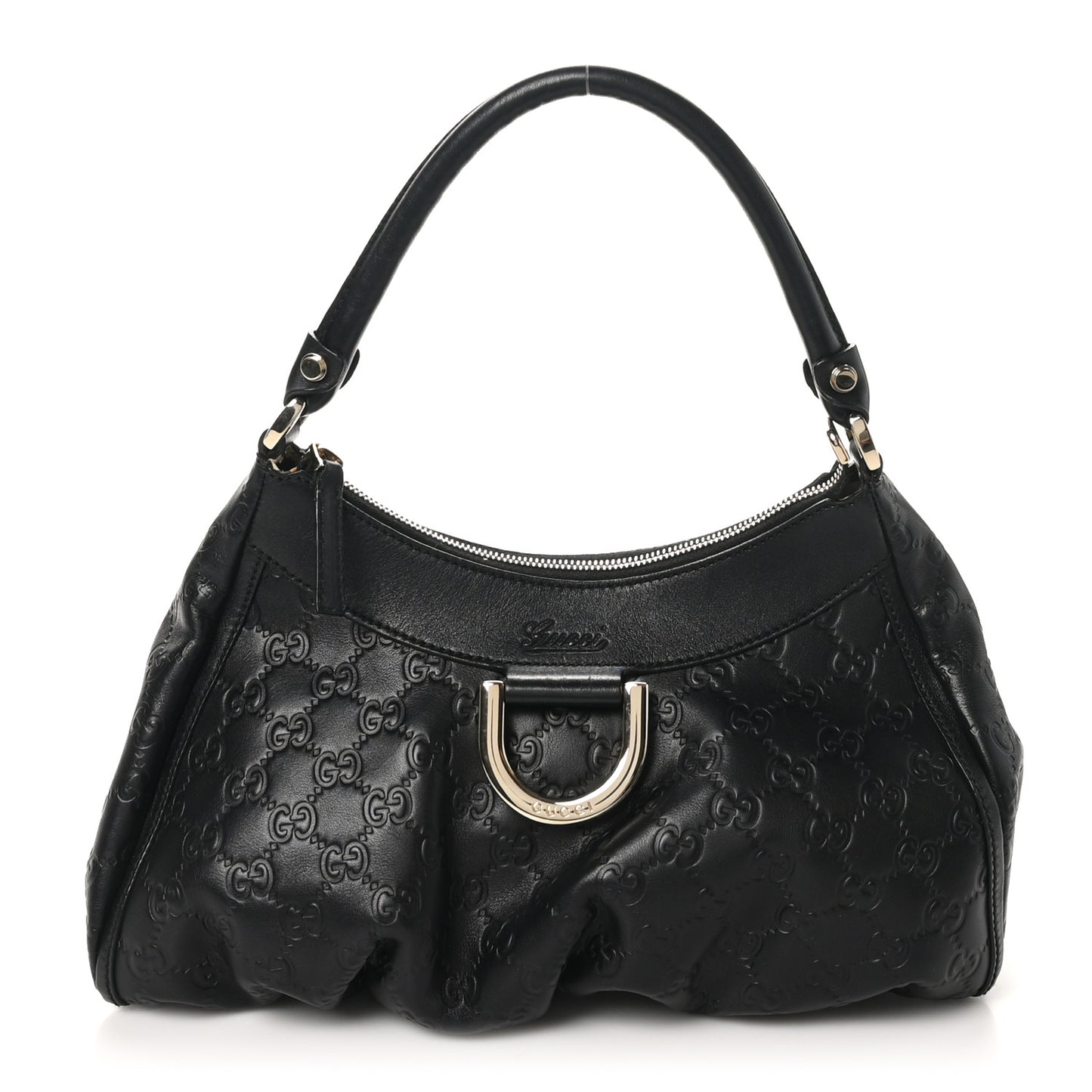 Guccissima Medium D Gold Ring Hobo Black