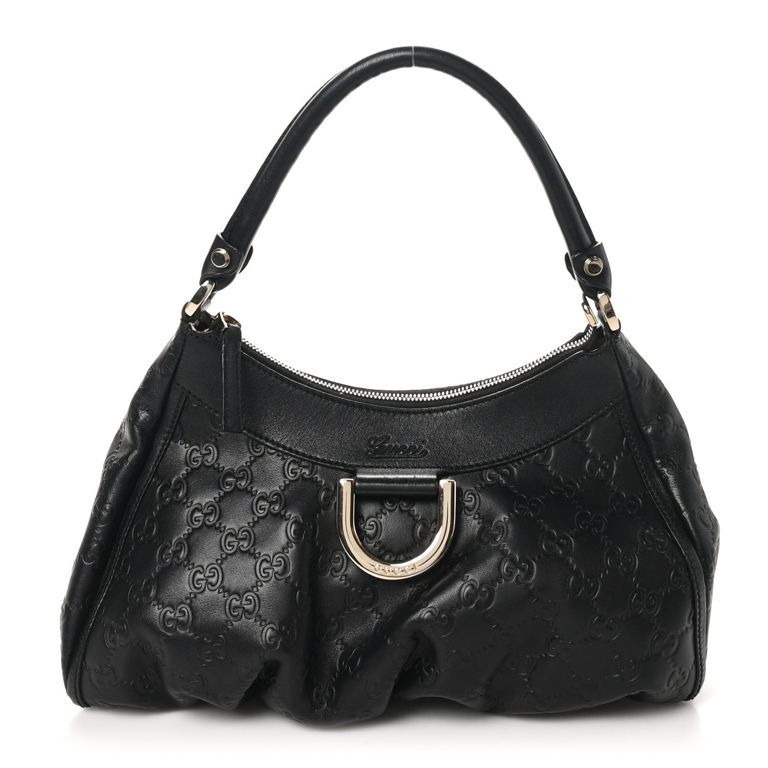 Gucci Guccissima Medium D Gold Ring Hobo Black 1 of 11