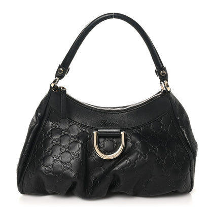 Gucci Guccissima Medium D Gold Ring Hobo Black 1 of 11