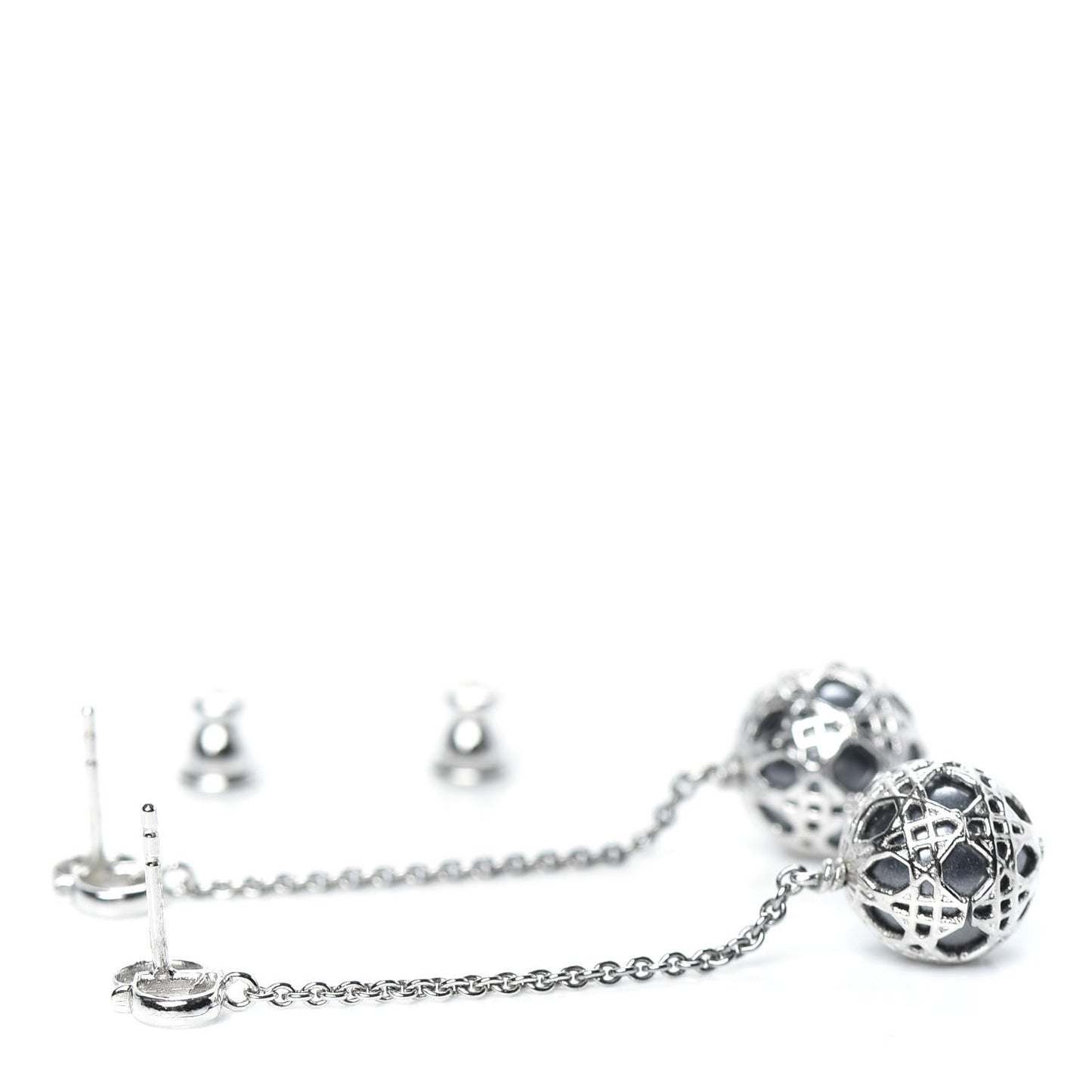 Pearl Secret Cannage Mise En Dior Tribales Dangle Earrings Silver