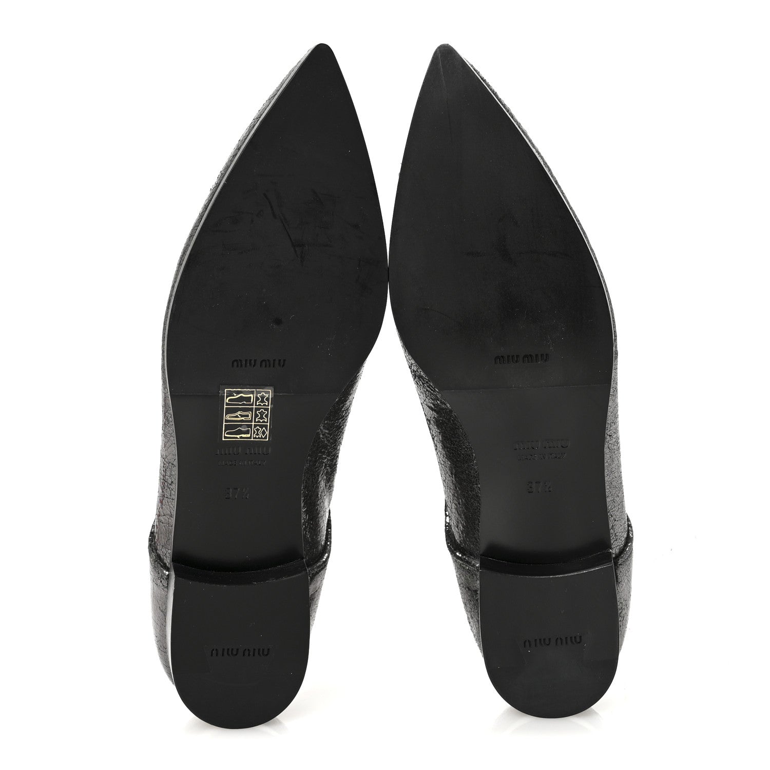 Miu Miu Metallic Crinkled Patent Lace Up Oxford Flats 37.5 Dark Silver 6 of 9