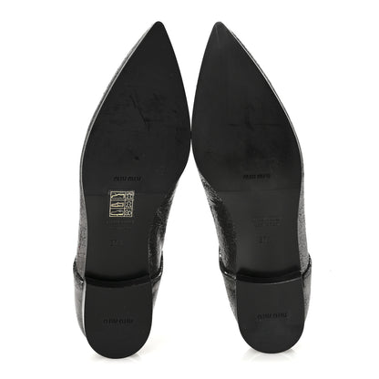 Miu Miu Metallic Crinkled Patent Lace Up Oxford Flats 37.5 Dark Silver 6 of 9