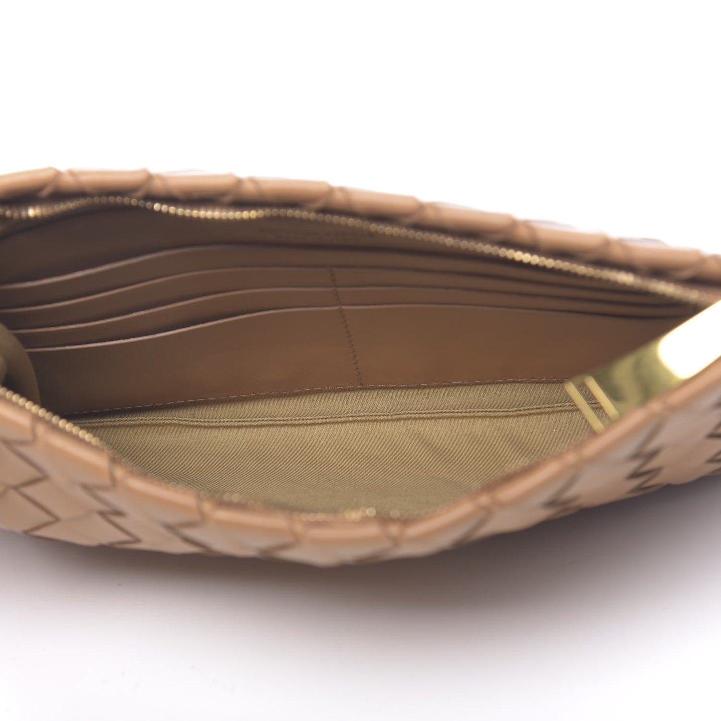 Nappa Intrecciato Zip Pouch Light Brown