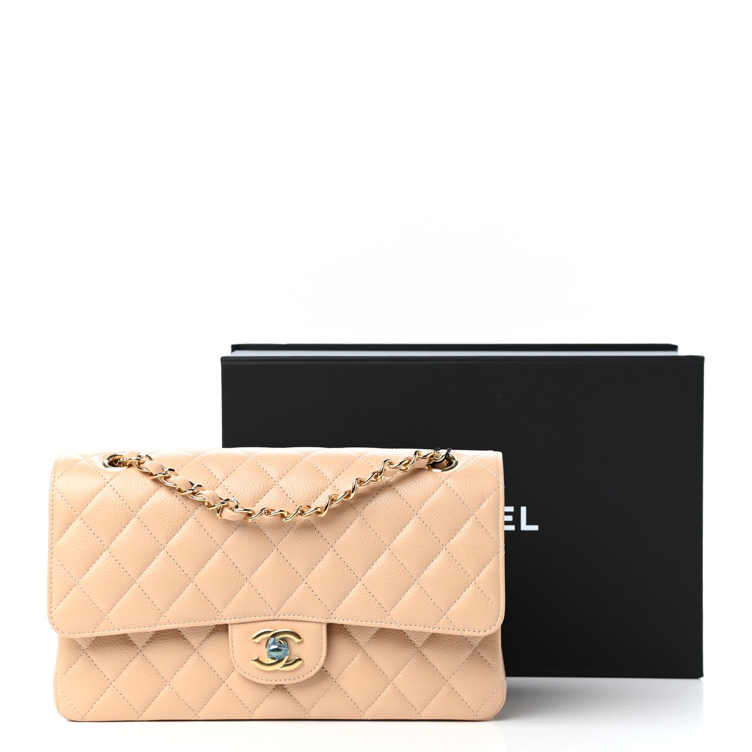 Chanel Caviar Quilted Medium Double Flap Beige 11 of 12