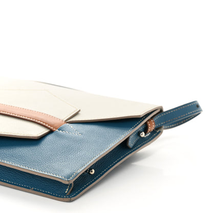 Hermes Evercolor Faco Clutch Bleu Izmir Gris Perle Gold 9 of 11