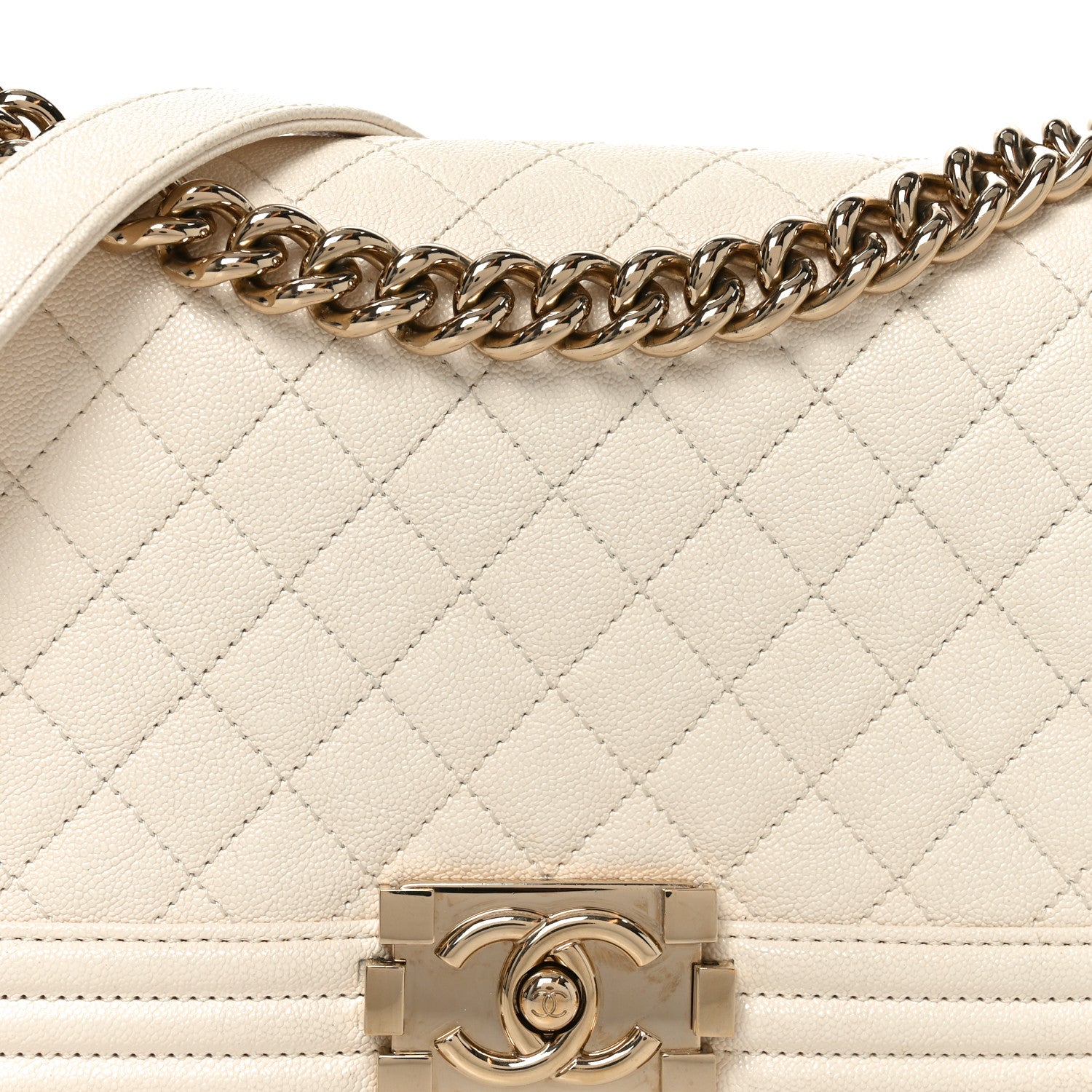 Chanel Caviar Quilted Medium Boy Flap White 8 of 10