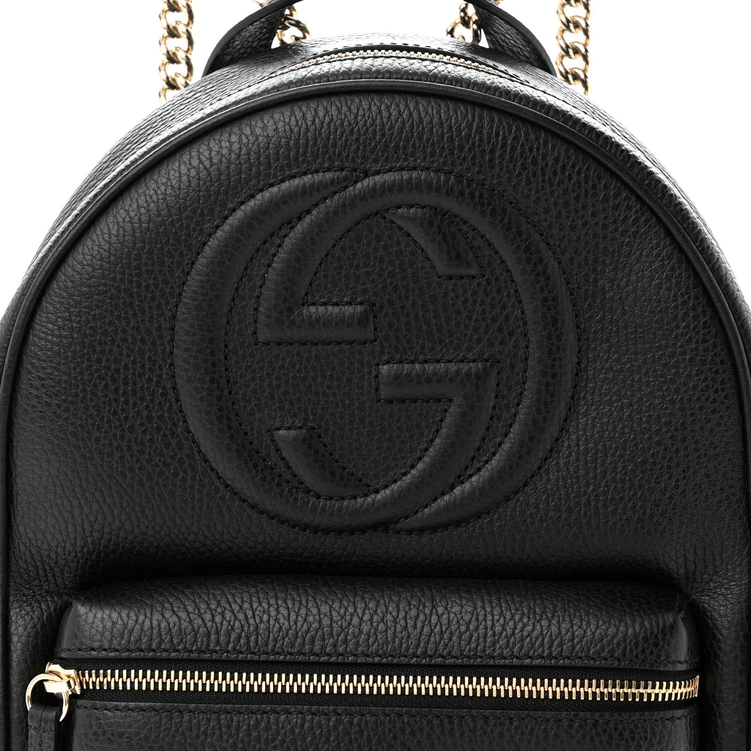 Gucci Pebbled Calfskin Soho Chain Backpack Black 8 of 12