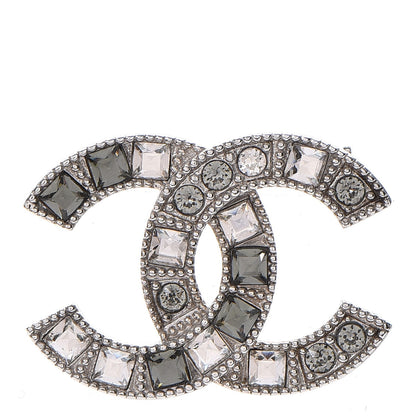 Chanel Crystal Baguette CC Brooch Grey Silver 1 of 5