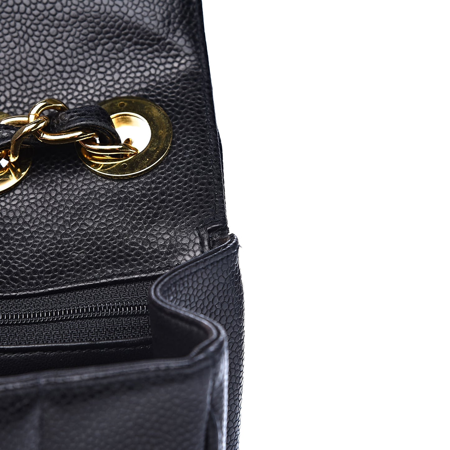 Caviar Vertical Quilted Jumbo Single Flap Black