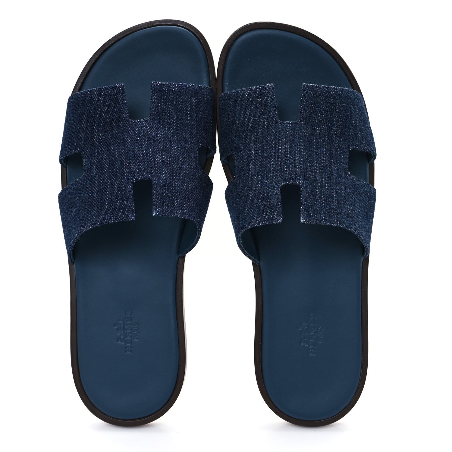 Hermes Denim Calfskin Mens Izmir Sandals 42.5 Bleu Brut Bleu Celeste 2 of 10