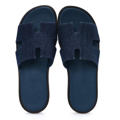 Hermes Denim Calfskin Mens Izmir Sandals 42.5 Bleu Brut Bleu Celeste 2 of 10
