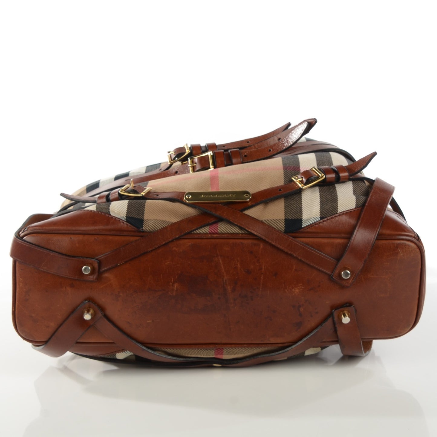 House Check Bridle Calfskin Medium Gosford Hobo Dark Tan