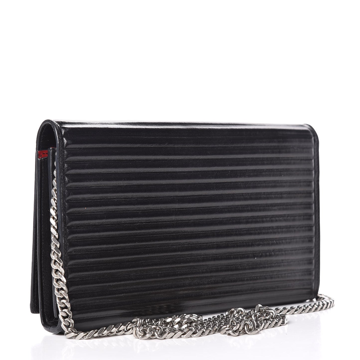 Ribbed Calfskin Opium Monogram Chain Wallet Black