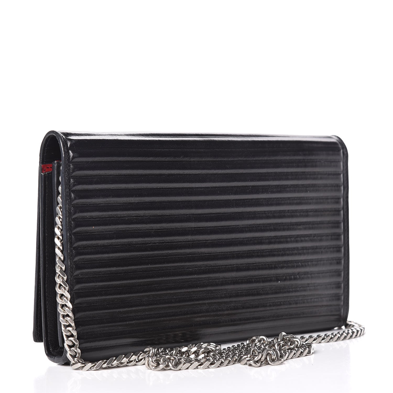 Saint Laurent Ribbed Calfskin Opium Monogram Chain Wallet Black 3 of 17