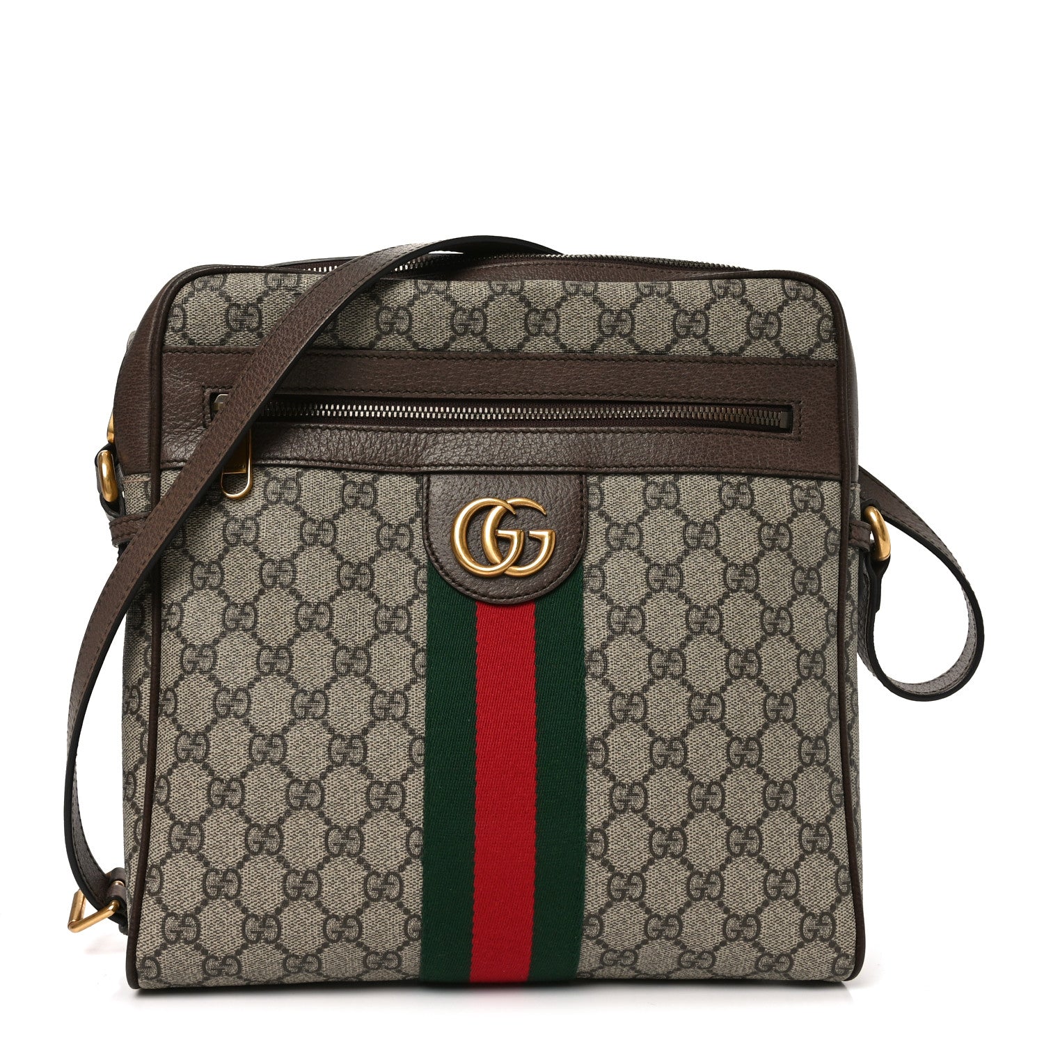 Gucci GG Supreme Monogram Web Medium Ophidia Messenger Bag Brown 1 of 10