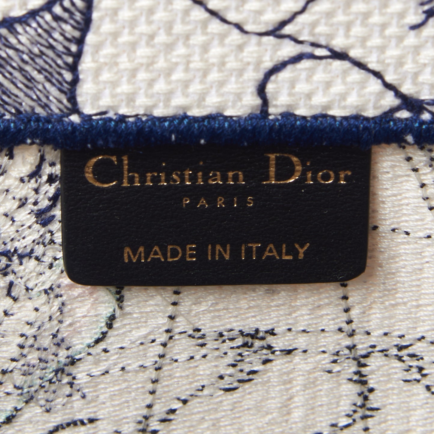 Canvas Embroidered Large Around The World Book Tote Blue