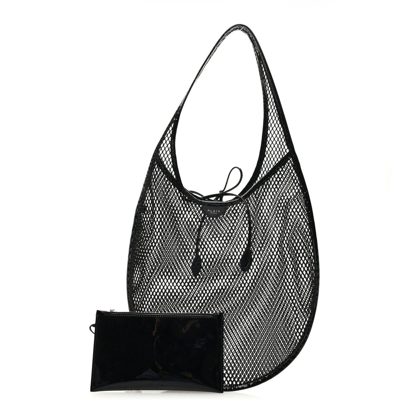 Fishnet Patent Calfskin Medium One Piece Bag Black