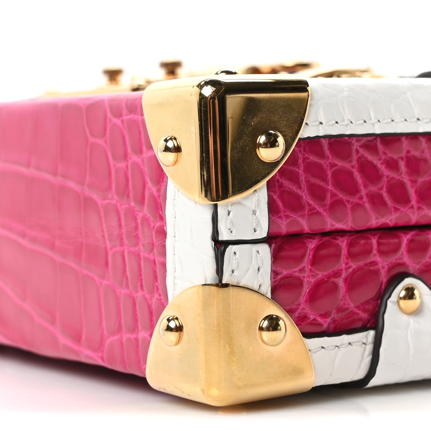Alligator Petite Malle Pink White