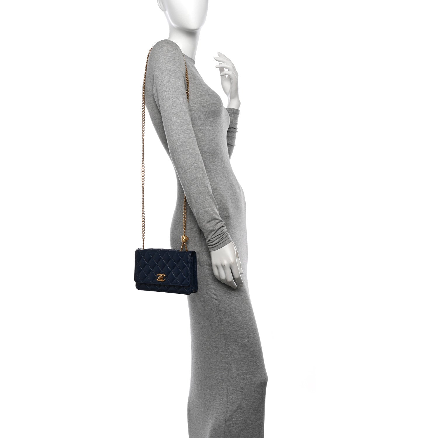 Chanel Lambskin Quilted Pillow Crush Wallet On Chain WOC Dark Blue 2 of 14