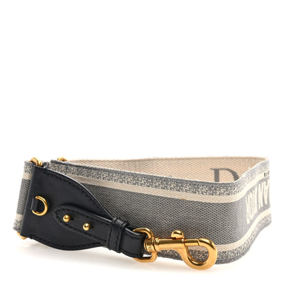 Christian Dior Canvas Embroidered Shoulder Strap Grey 1 of 4