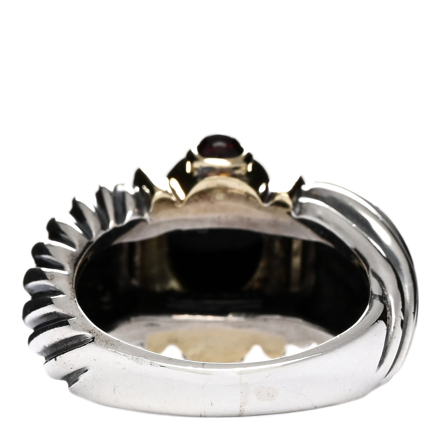 Sterling Silver 14K Yellow Gold Rubellite Black Onyx Renaissance Ring 54 6.75